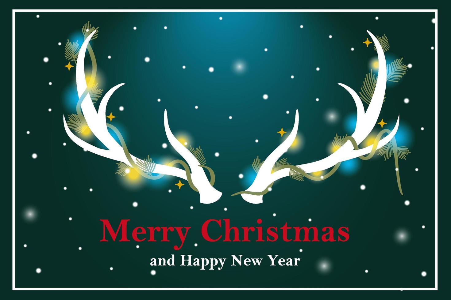cuernos decorados con luces tarjeta de felicitación de navidad 1236511 Vector en Vecteezy