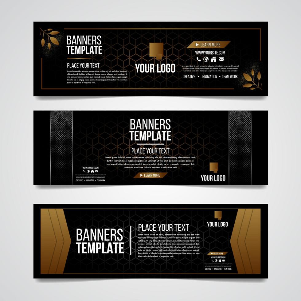 Lower third black and gold silver colorful luxury design web template vector