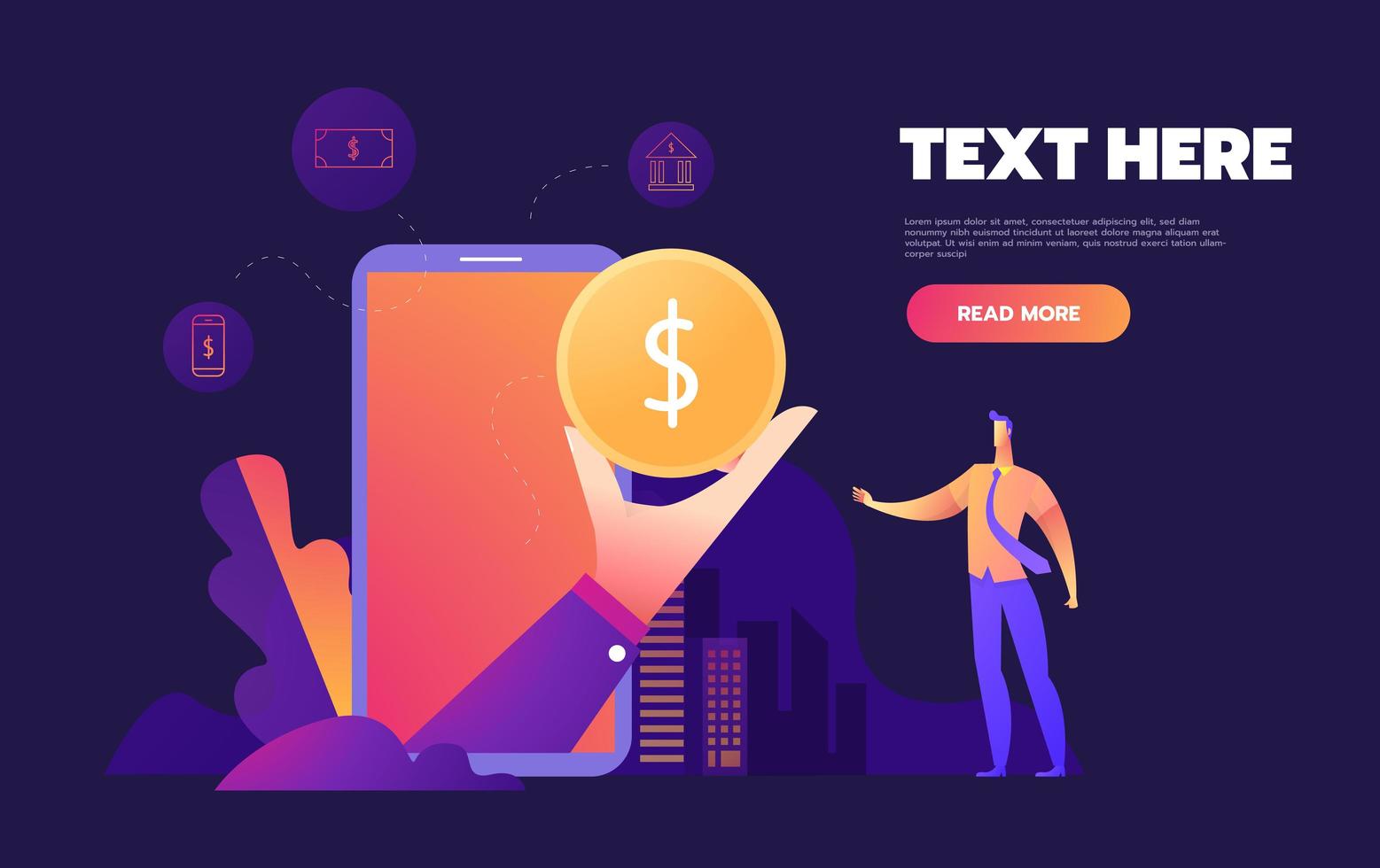 Mobile banking on smartphone concept vector