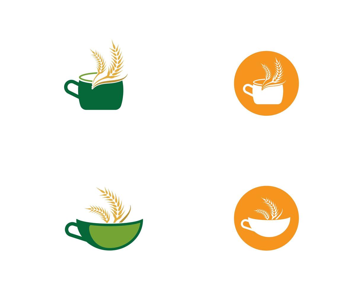 Wheat and beverage logo icon set vector