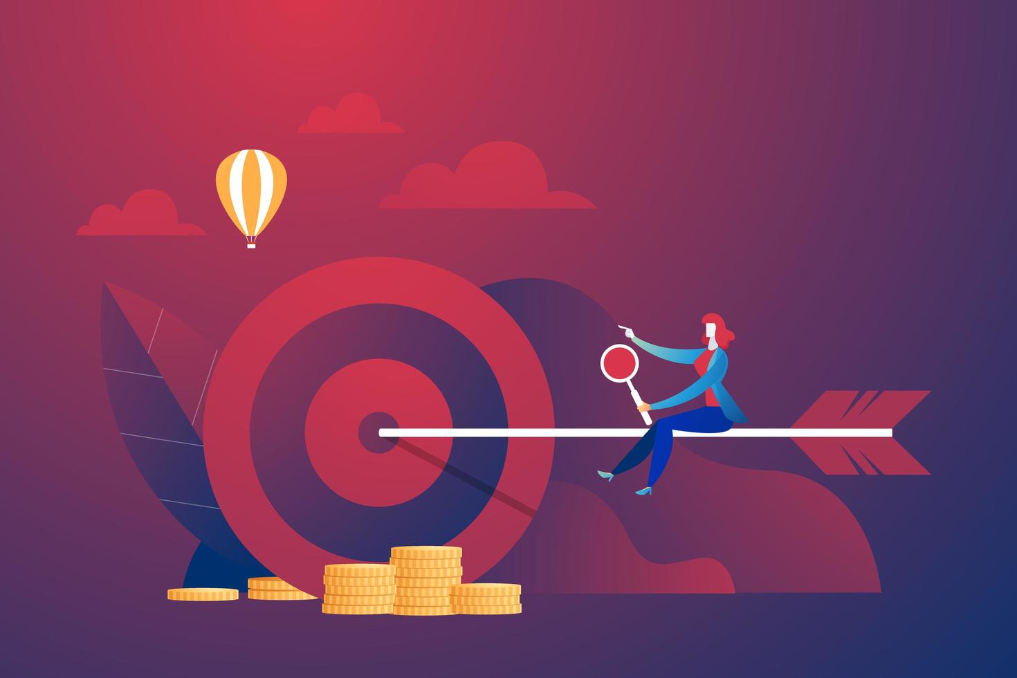 Business person riding arrow to target vector