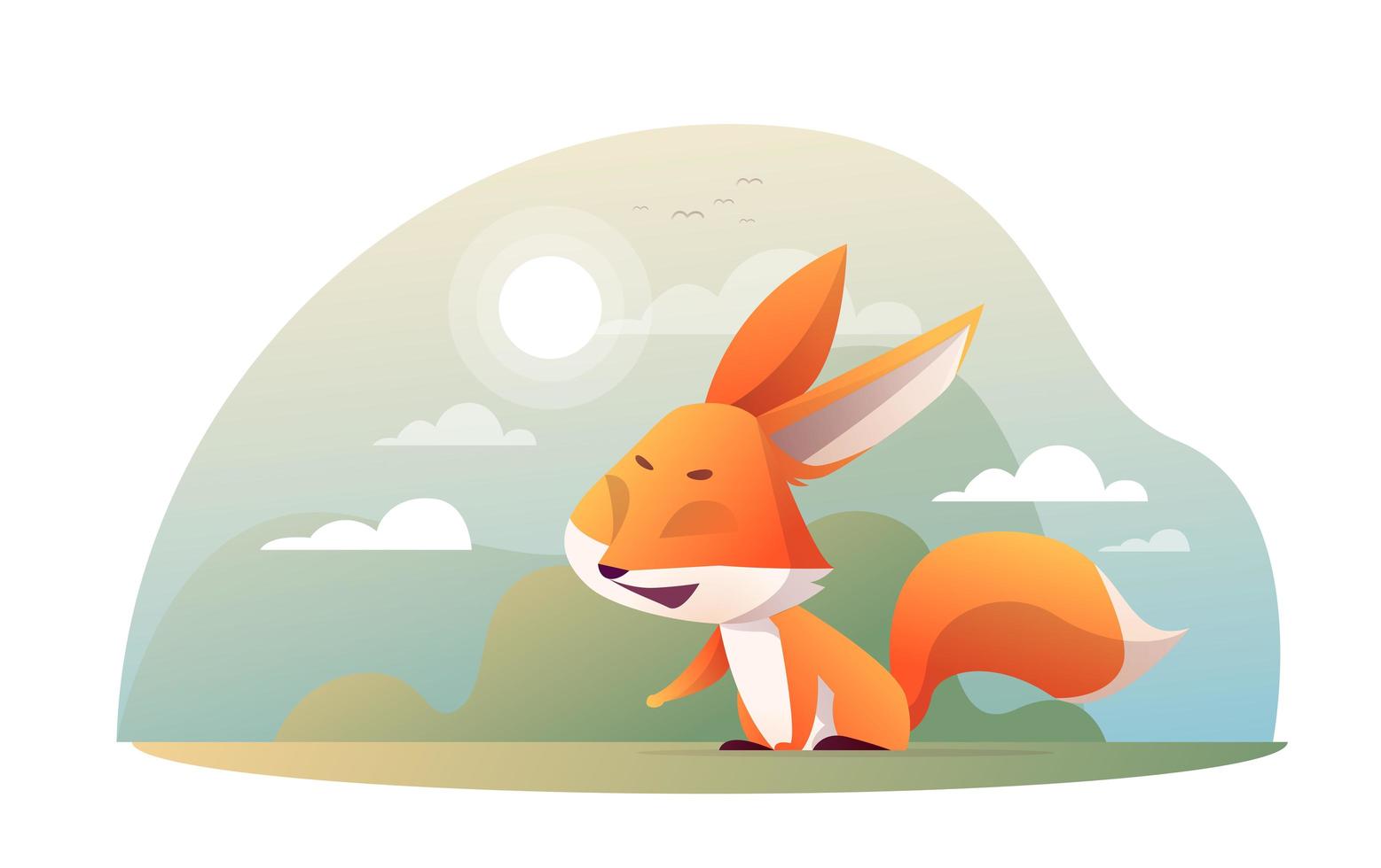 Cute fox in the garden vector