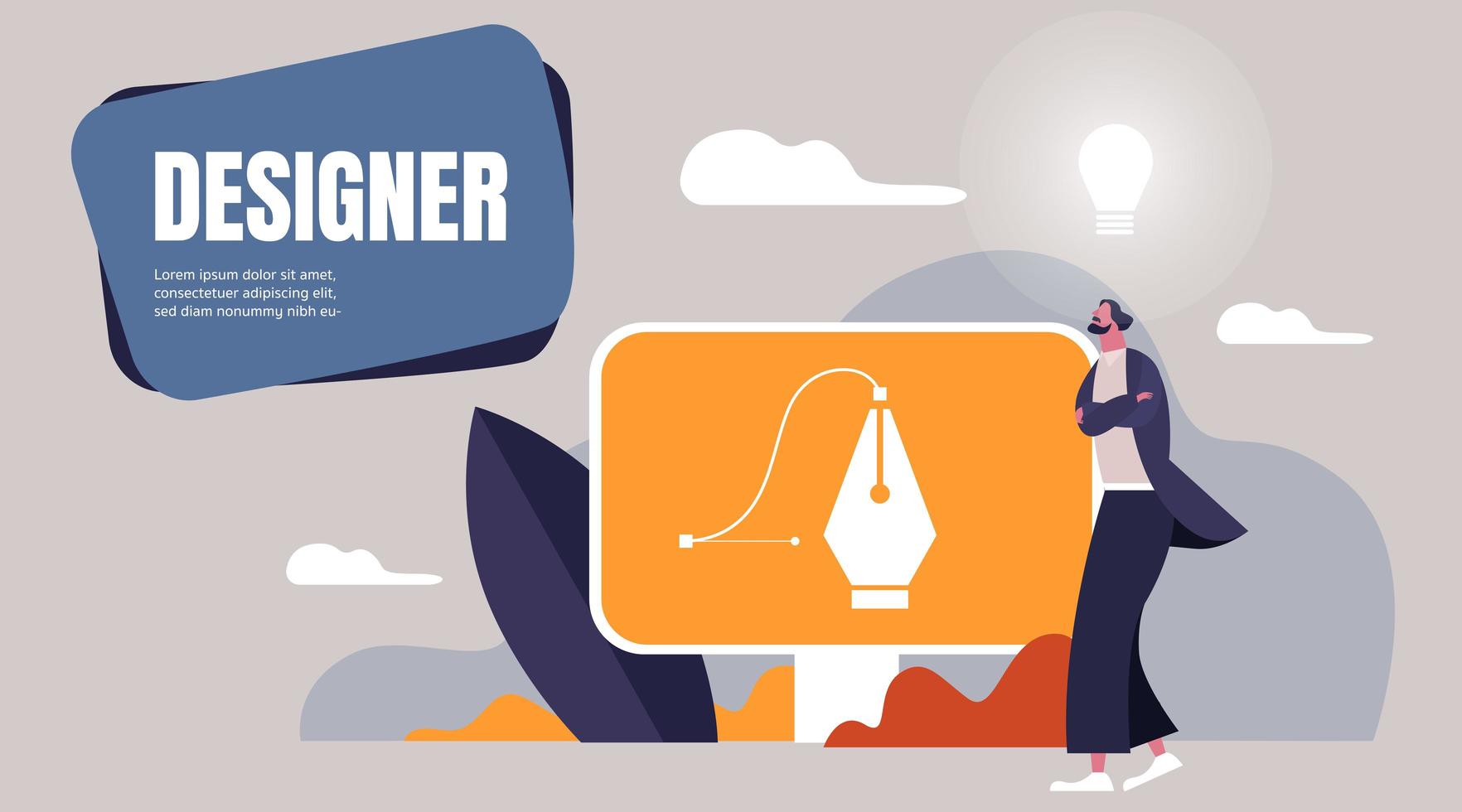 Graphic designer, freelance career concept vector