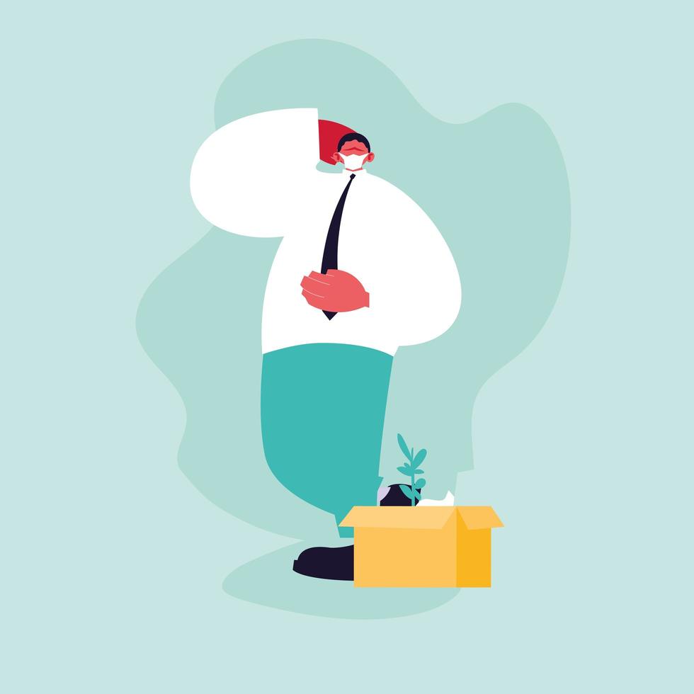 Unemployed businessman using face mask vector