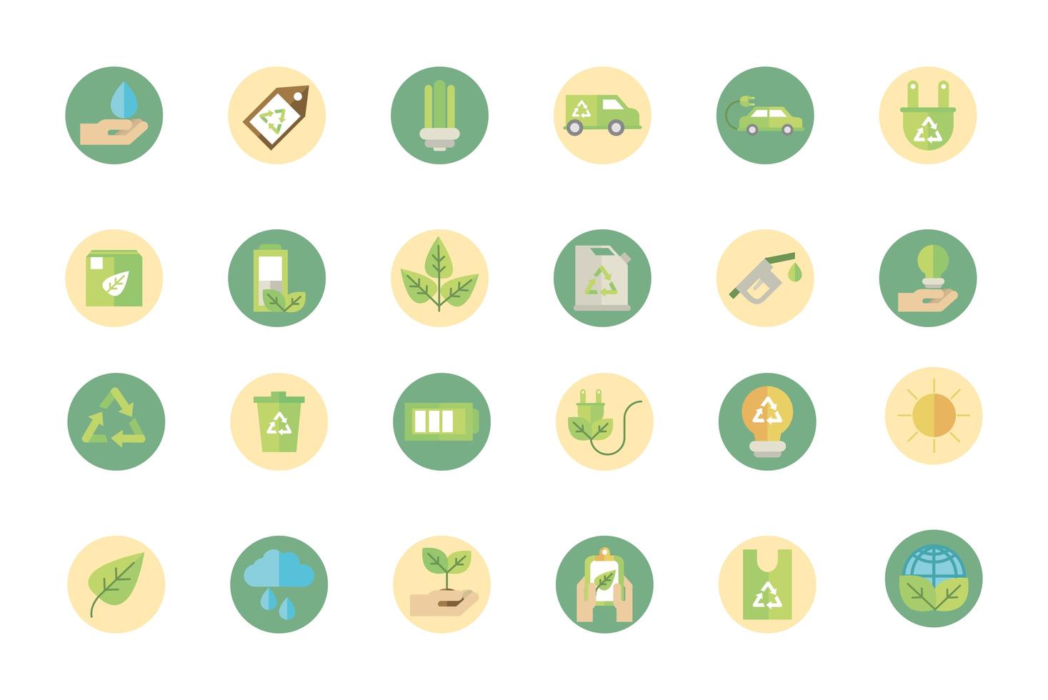 colección de iconos de signo de energía ecológica y verde vector