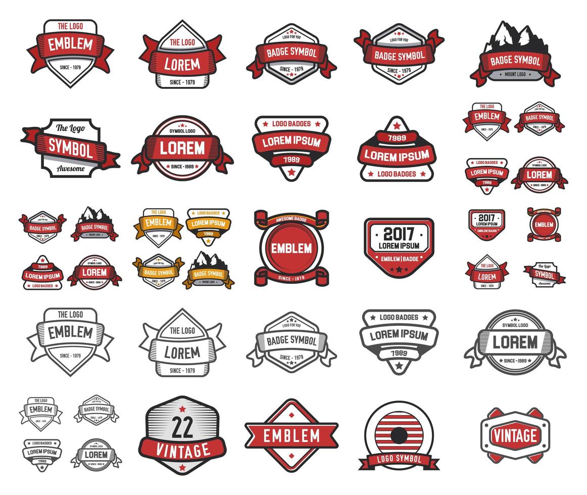 Set of Custom Emblems and Badges   vector