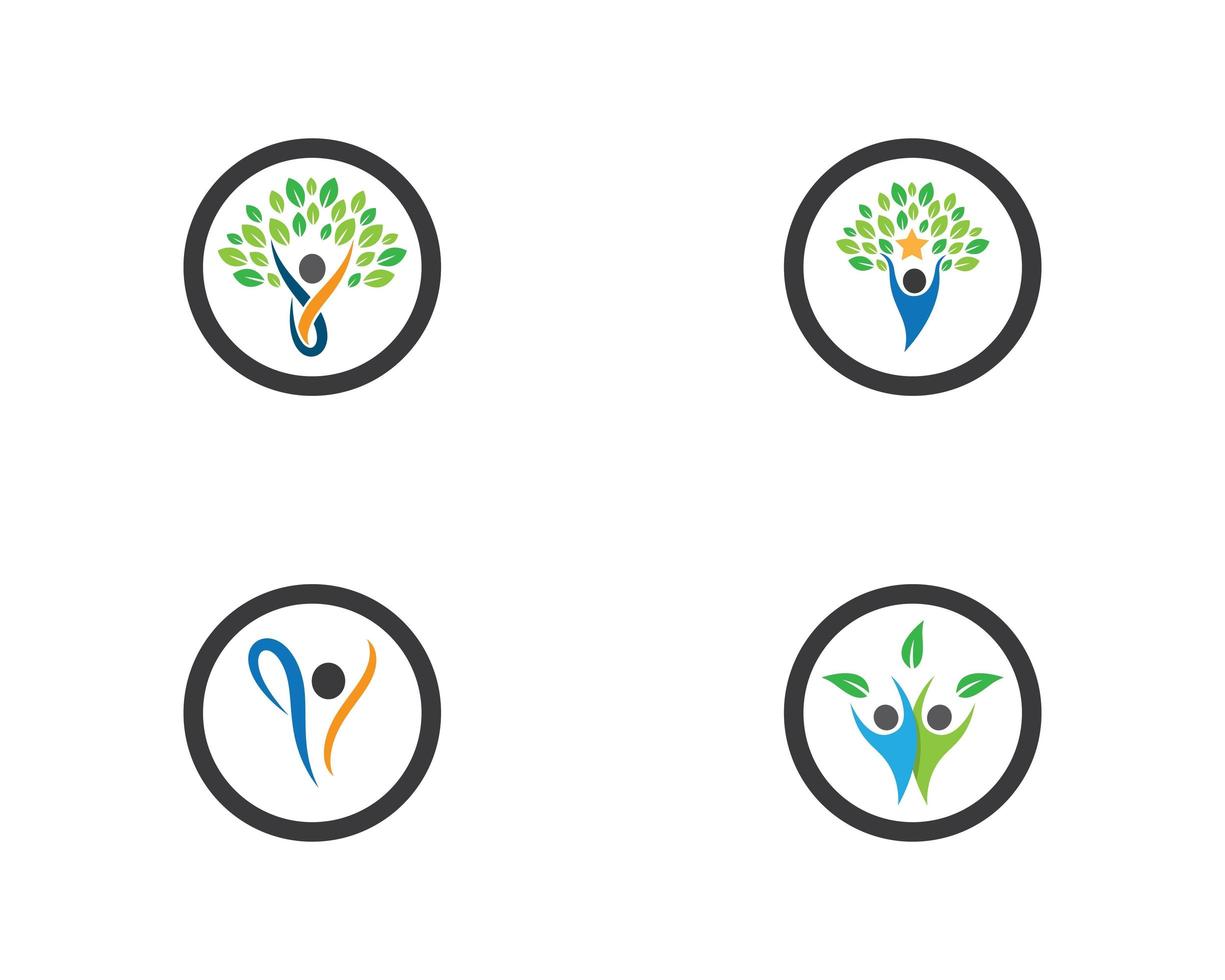 Circular healthy life logo icon set vector