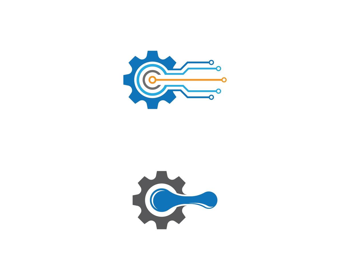 conjunto de iconos de logotipo de engranajes de tecnología vector