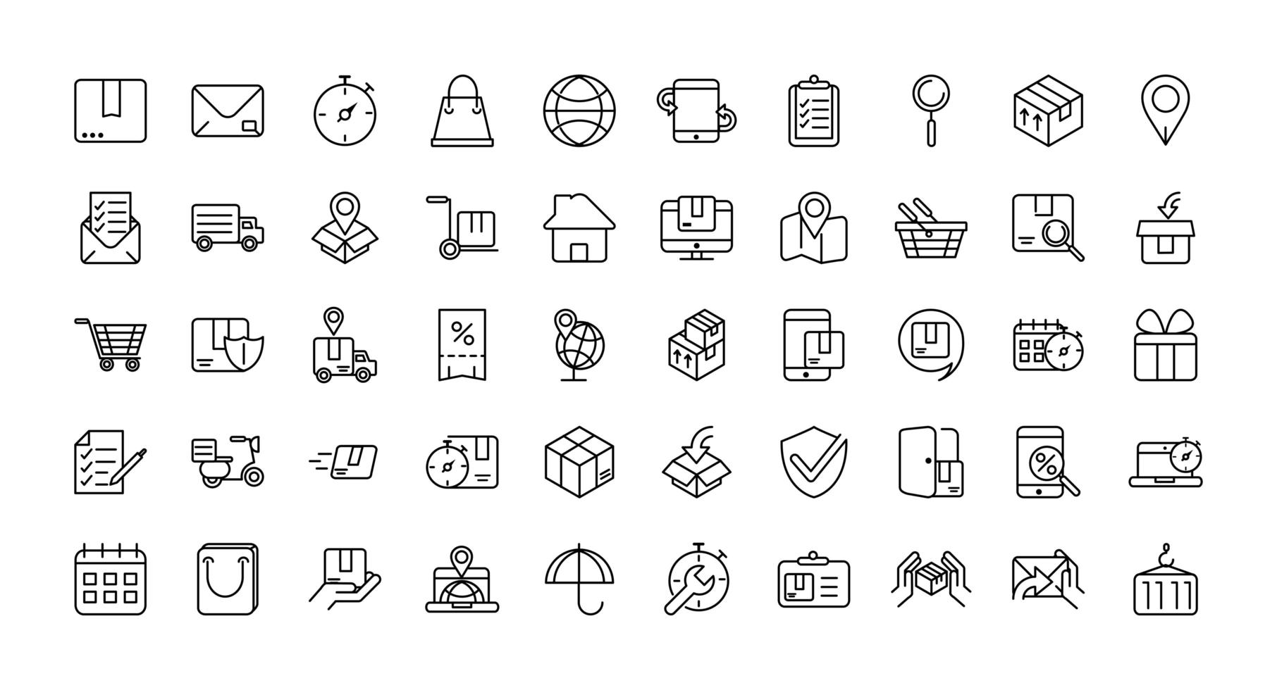 Logistics and delivery vector icons set