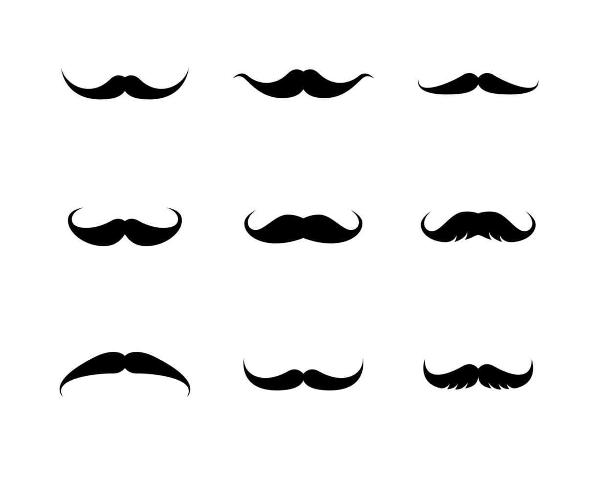 conjunto de iconos de logotipo de bigote vector