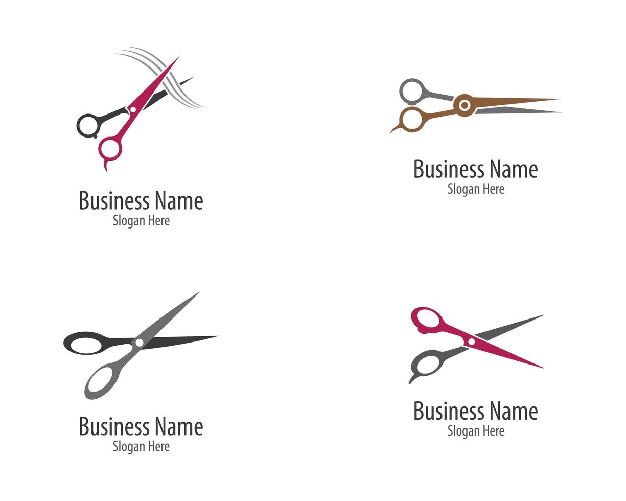 Scissors barbershop icon logo set vector