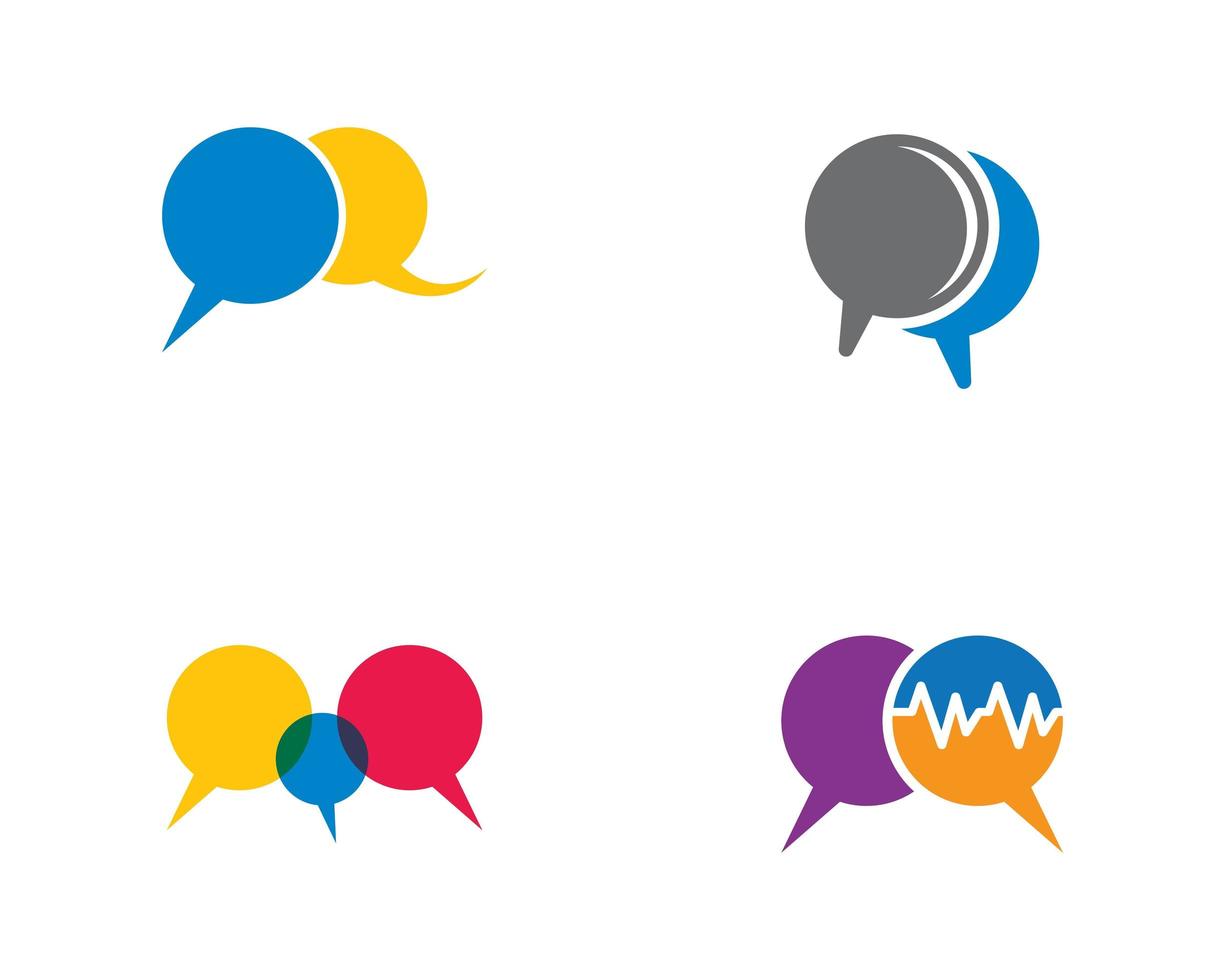 Colorful speech bubble logo template set vector