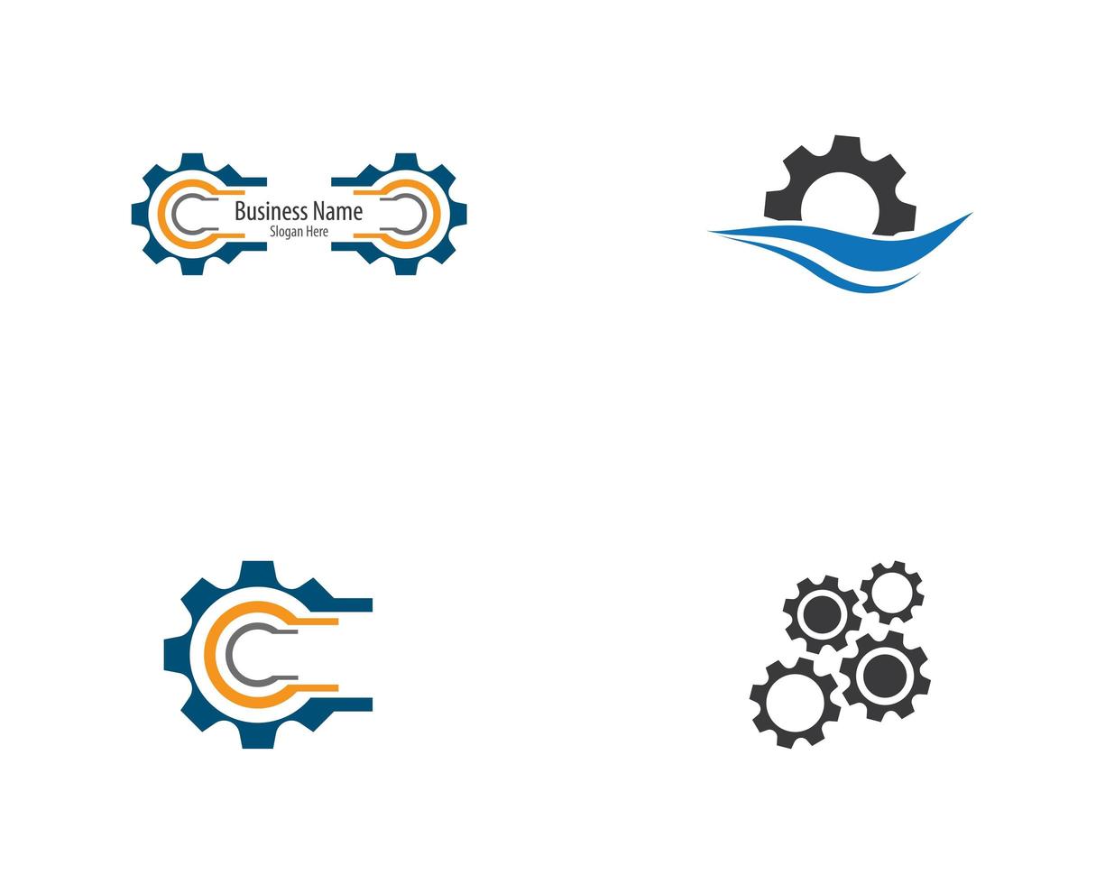 Gear technology logo icon set vector