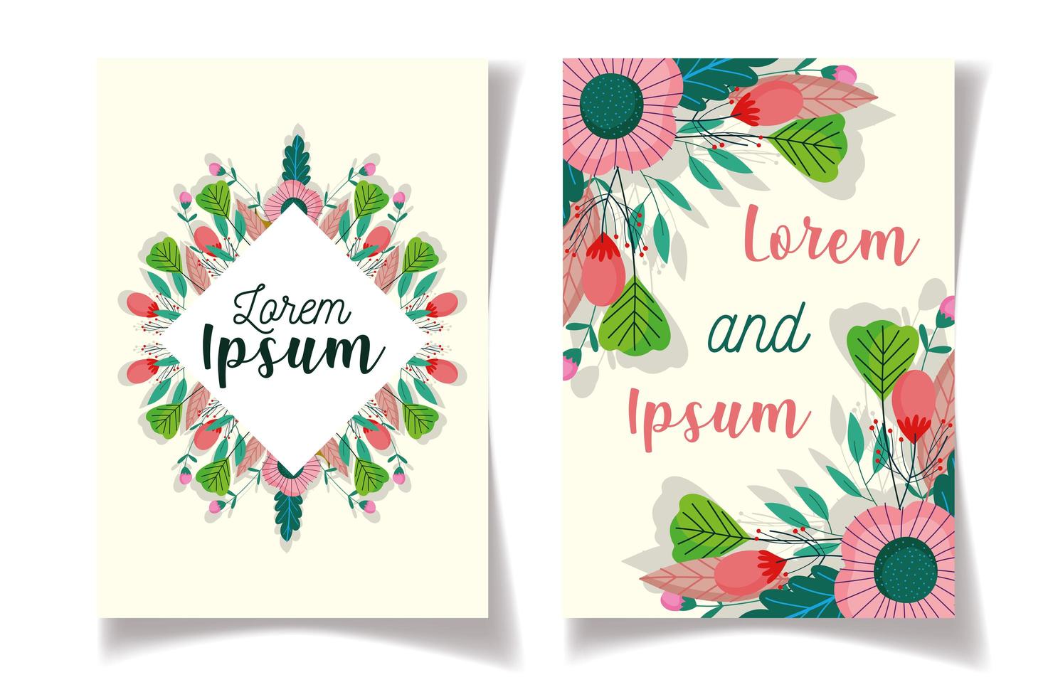 Two Save the Date floral cards templates vector