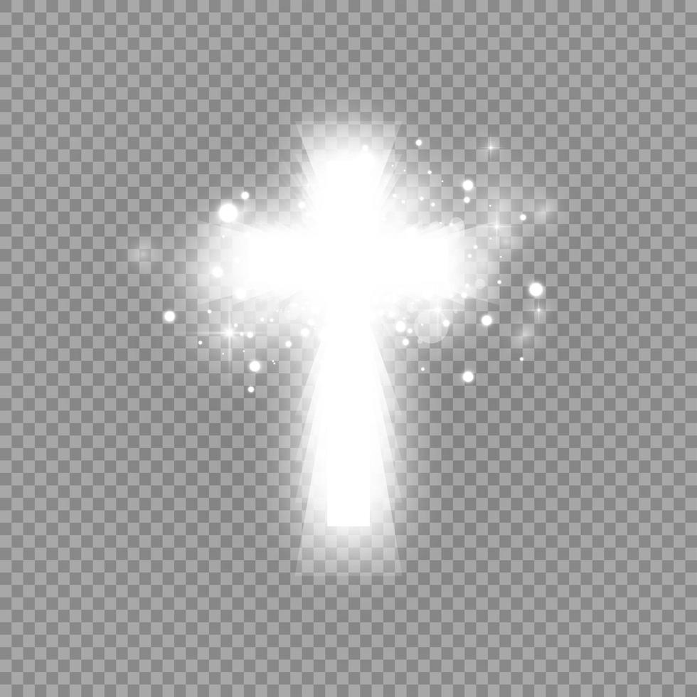 Shining white cross and sunlight vector