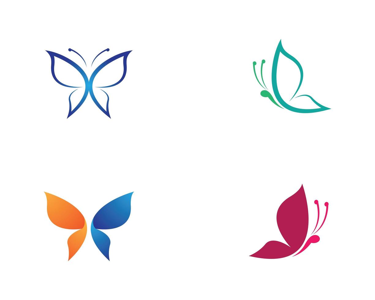 conjunto de iconos de logotipo colorido de mariposa vector