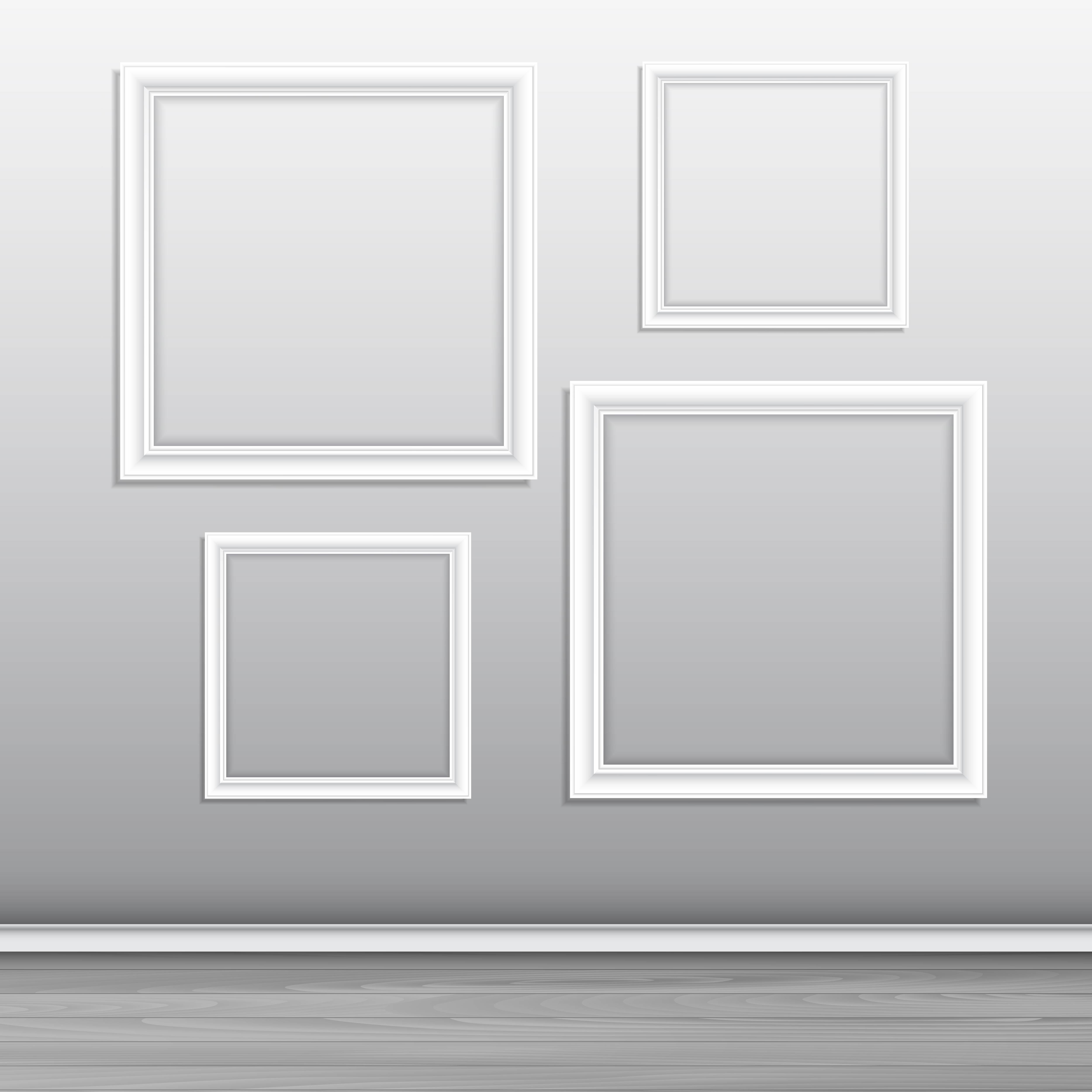Blank picture frames hanging on a wall 1236724 Vector Art at Vecteezy