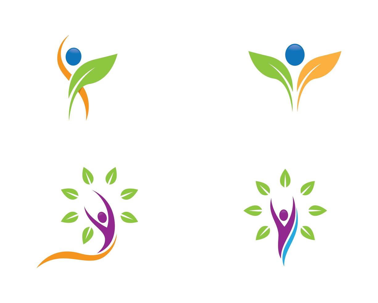 conjunto de iconos de logotipo de planta de vida natural vector