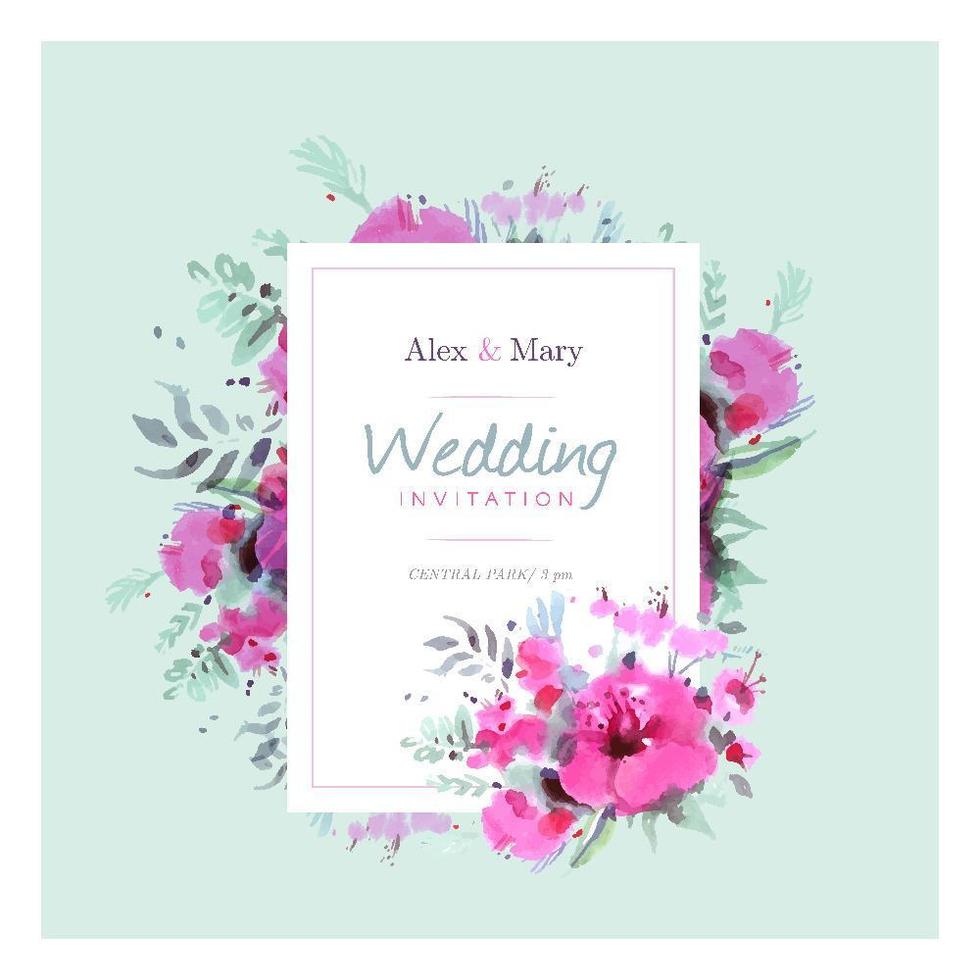 Floral Magenta Wedding Template vector