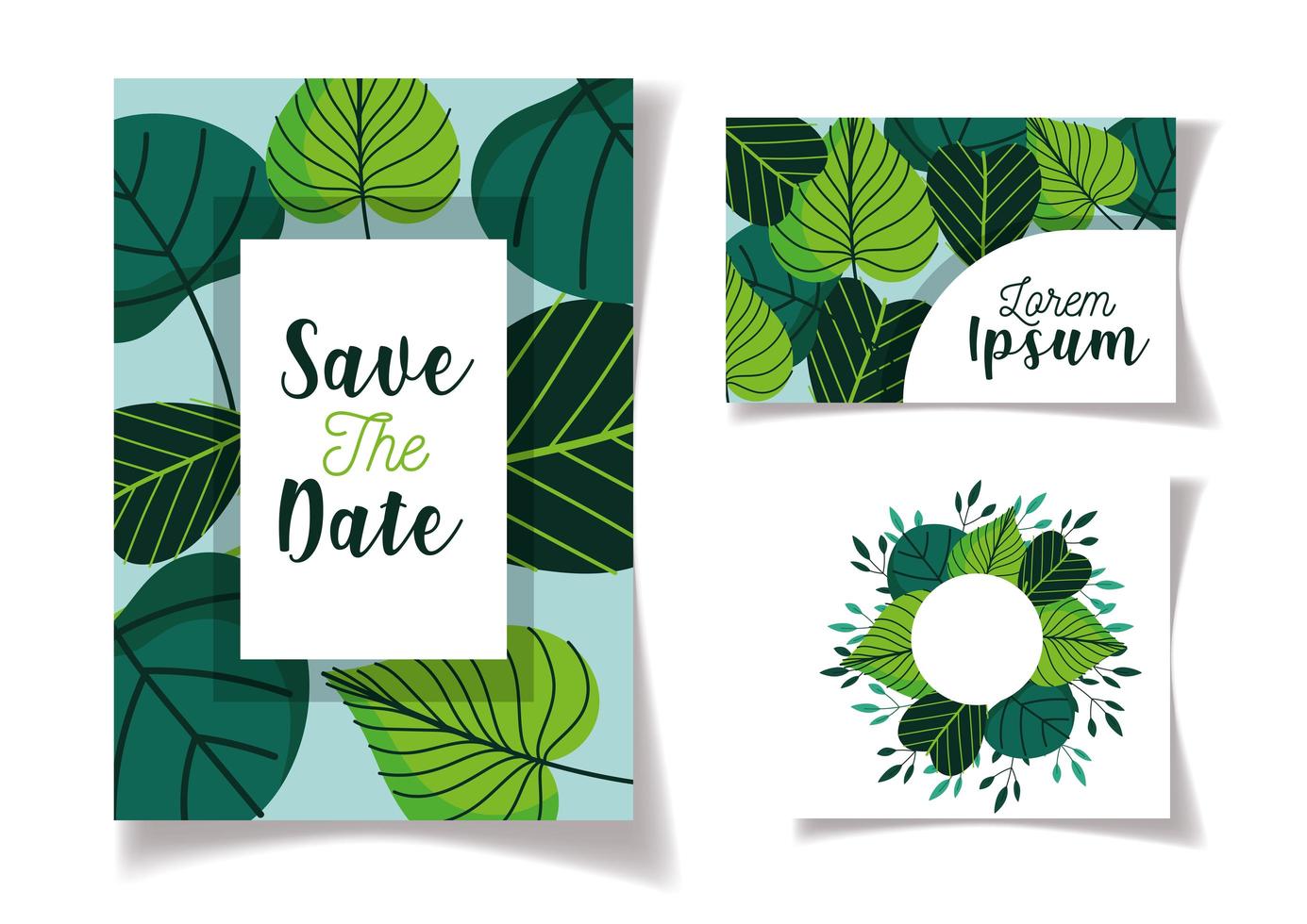 Foliage Save the Date cards template set vector