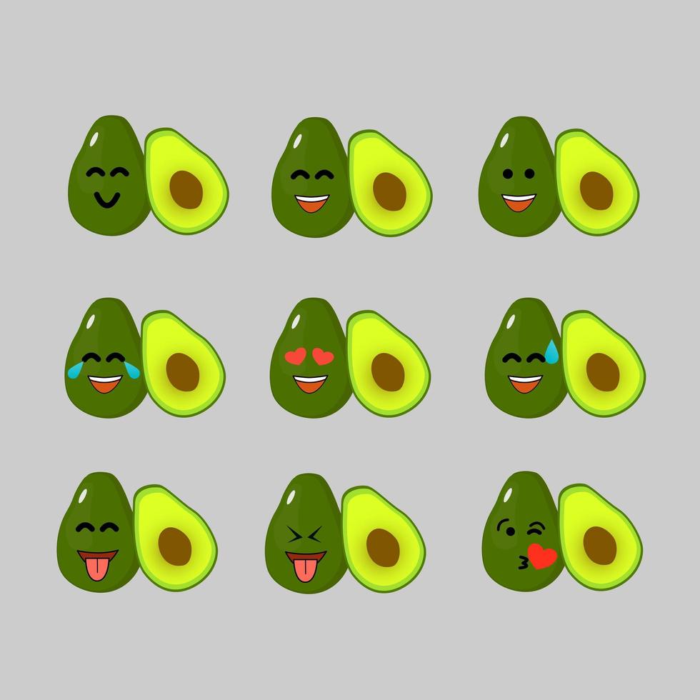 Avocado emoji sets emoticon  vector