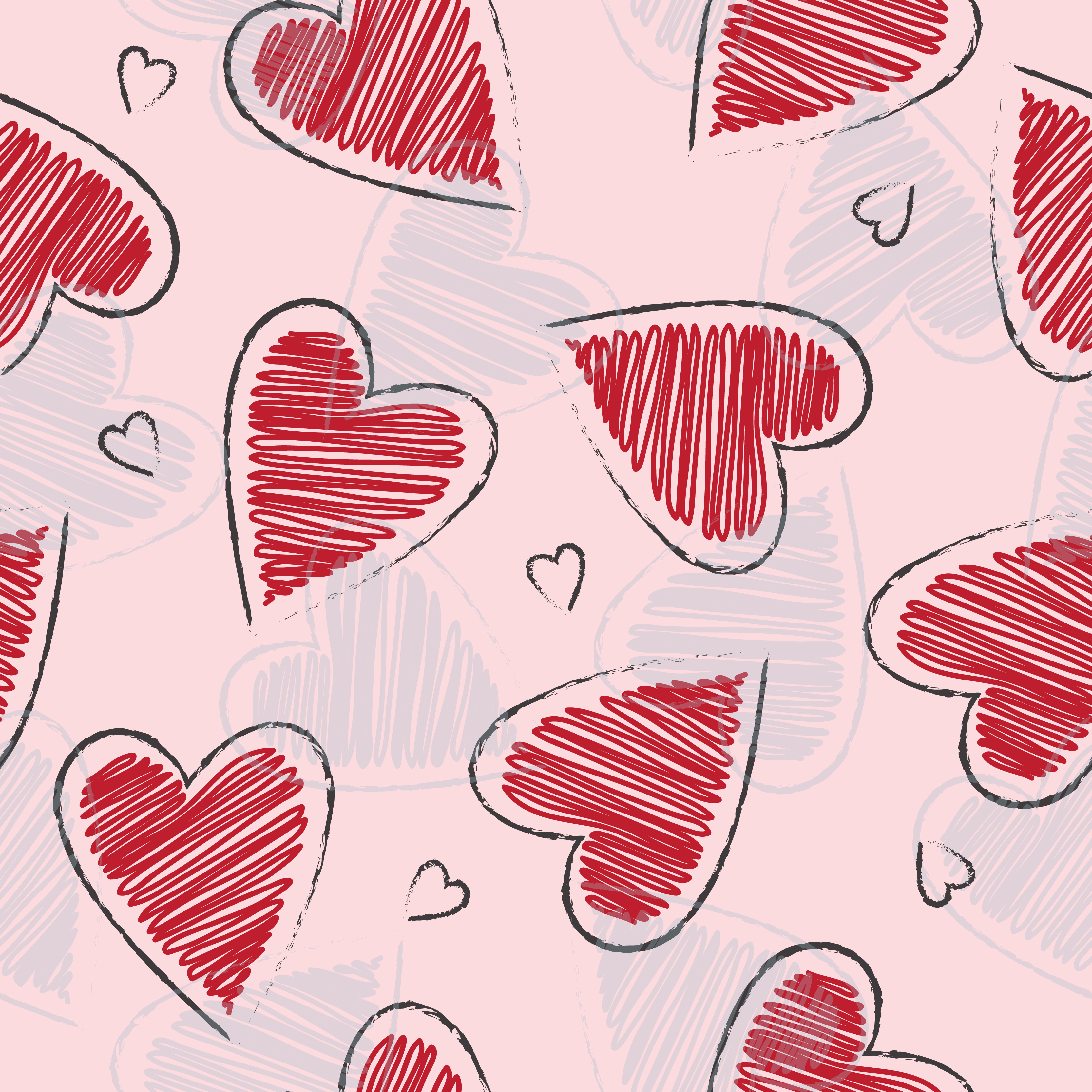 cute hand drawn heart shape pattern 1236776 download free vectors