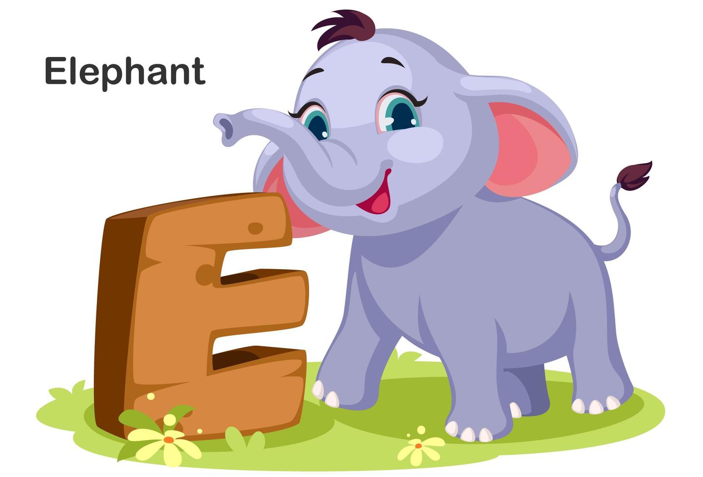 E for Elephant vector