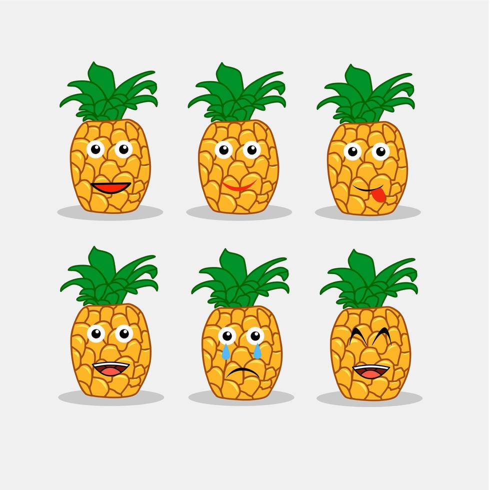 caras de emoticonos de piña vector