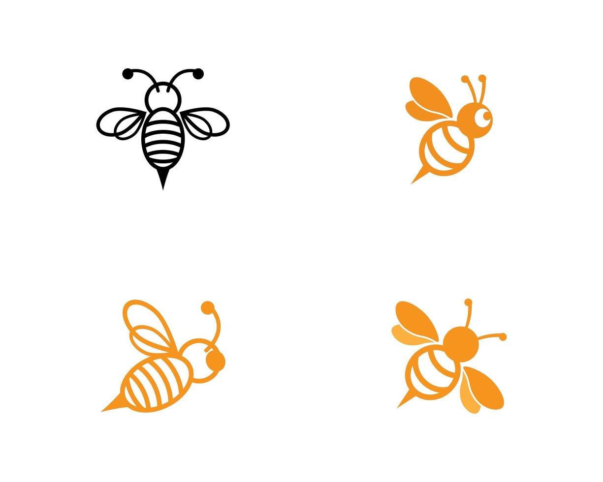 Honeybee logo icon set vector