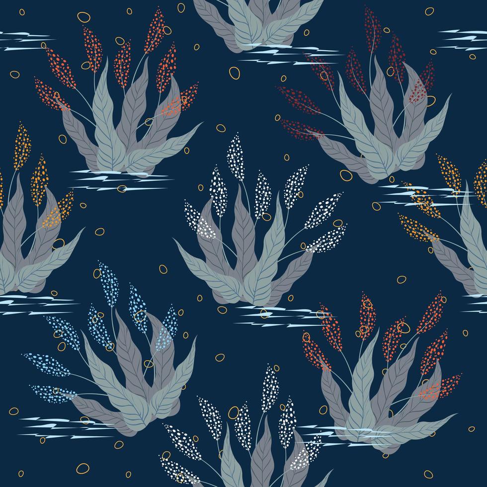 Blue navy floral pattern vector