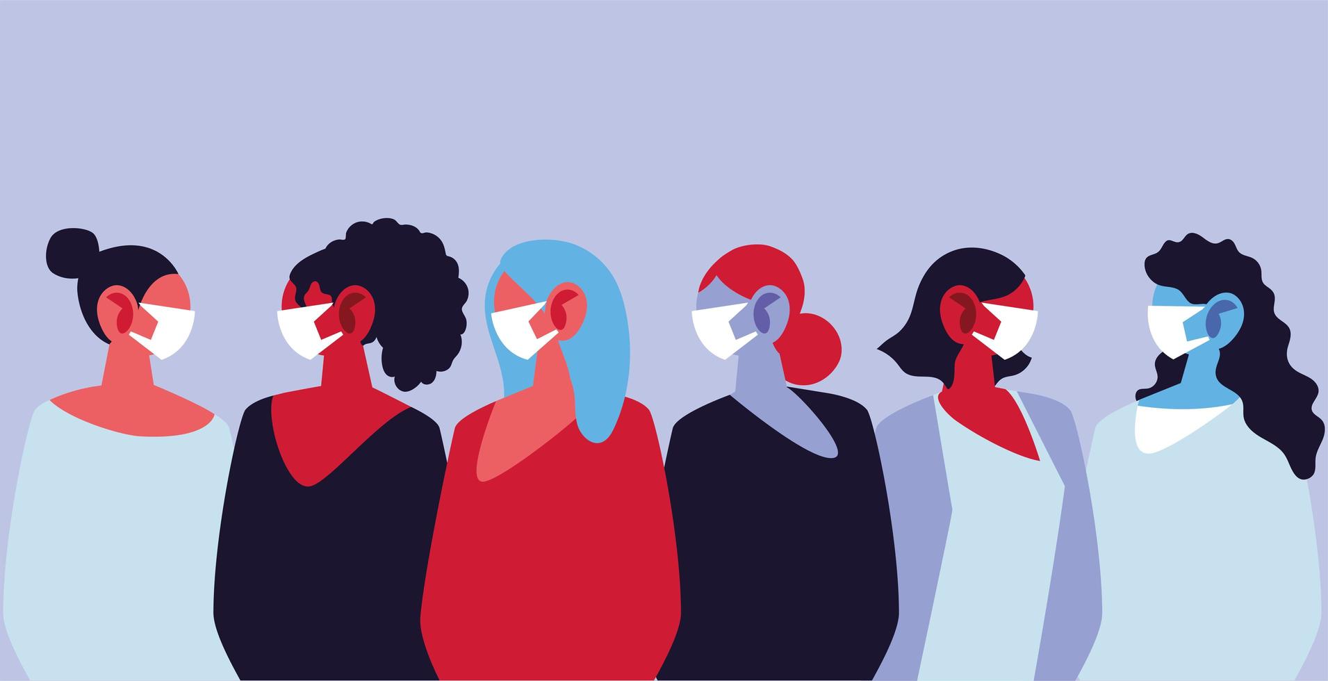 Women using medical face masks and protecting themselves  vector