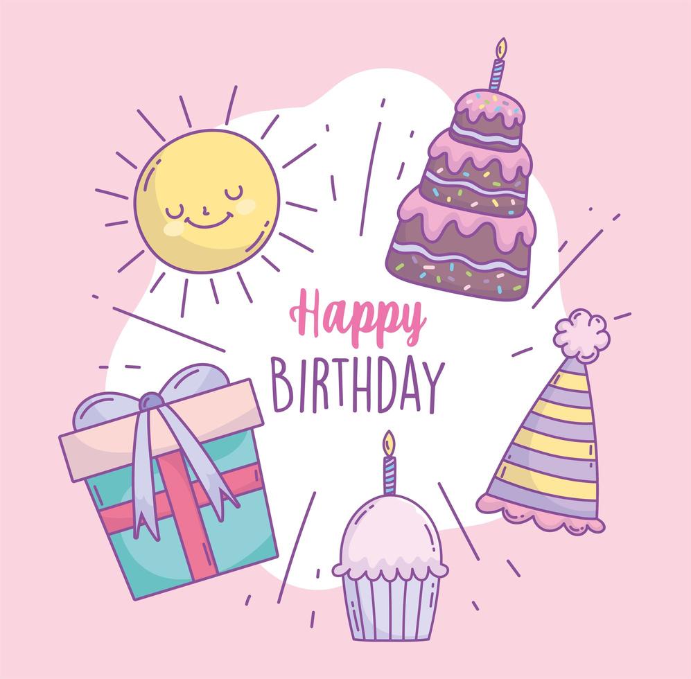 Birthday party square card template vector