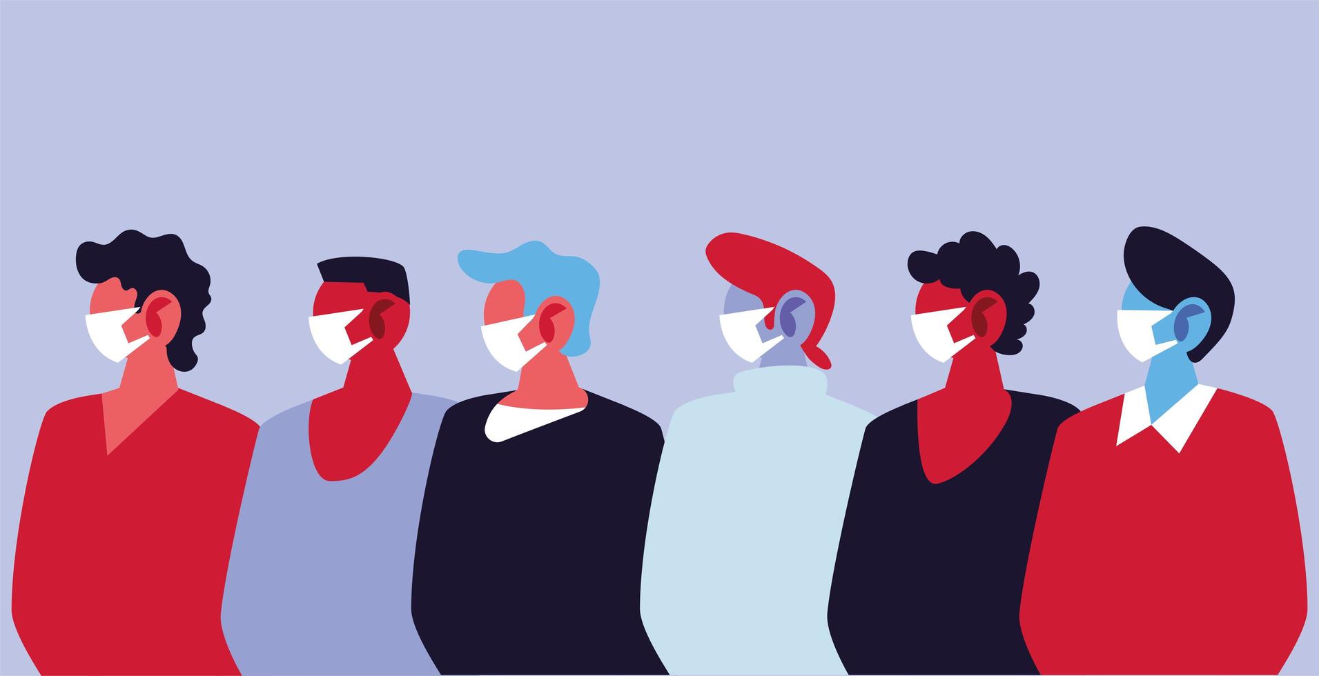 Men using medical masks and protecting themselves against oronavirus vector