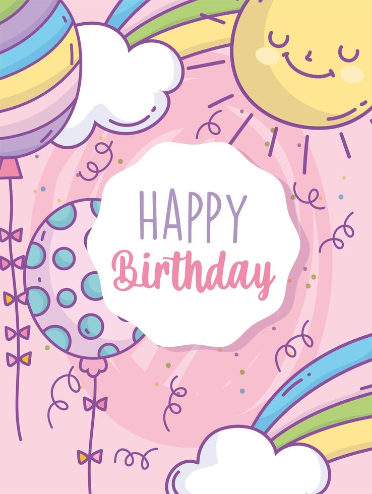 Greeting birthday card template with rainbow and balloons 1236862 ...