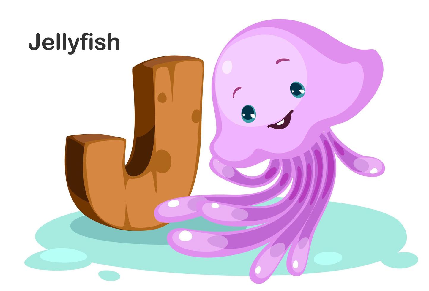 J for Jellyfish vector