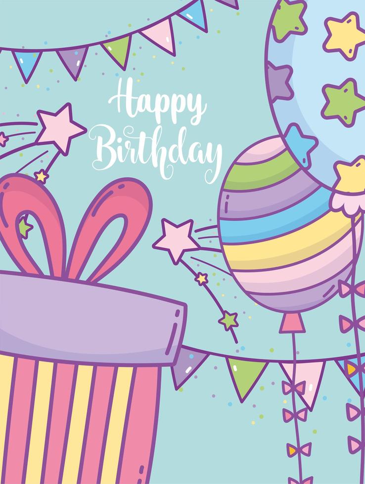 Greeting birthday card template with colorful balloons vector
