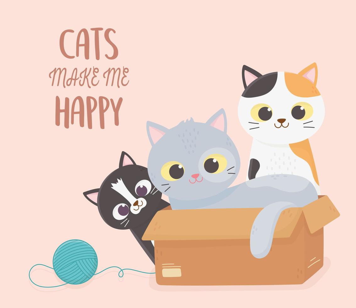 Cute cats playing vector