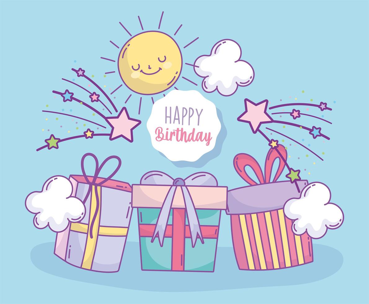 Birthday card with gift boxes vector
