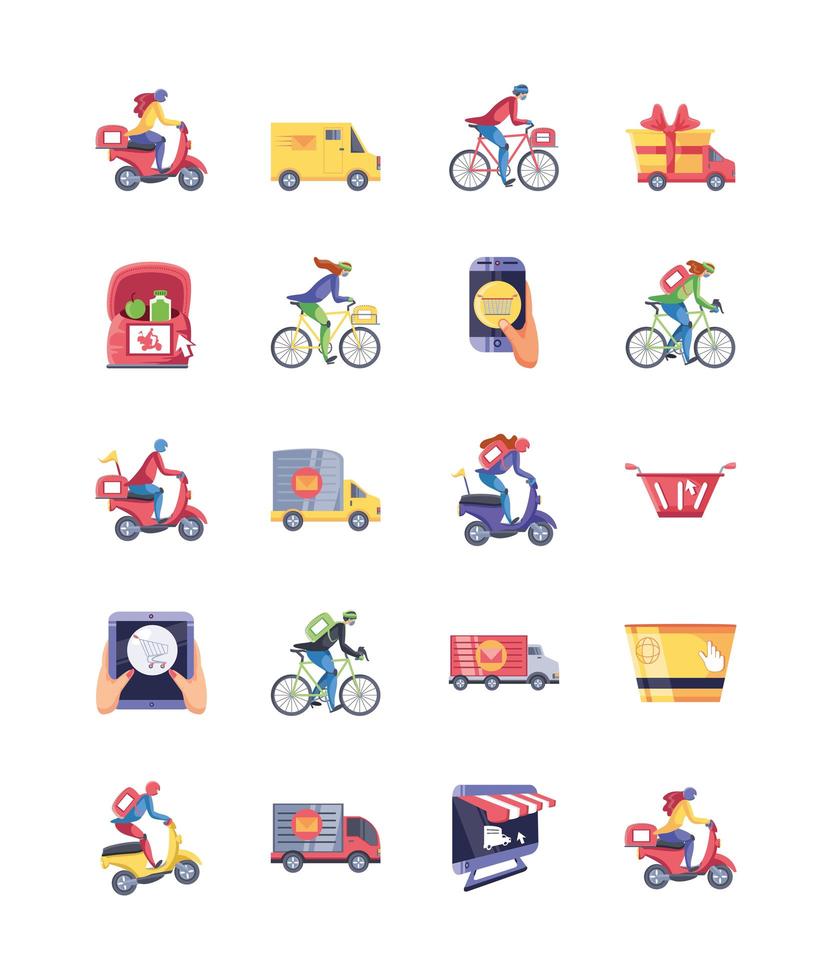 Set of icons of online shopping vector