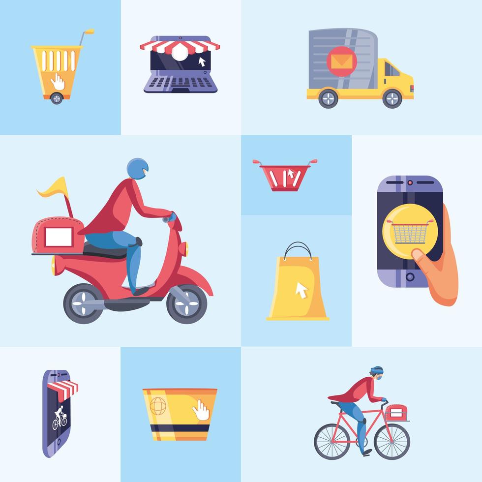 Set of icons online shopping and delivery vector
