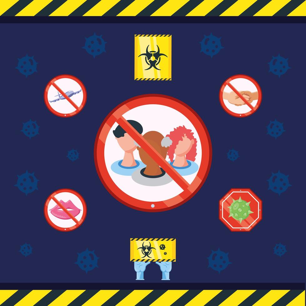 Set of icons of coronavirus prevention vector