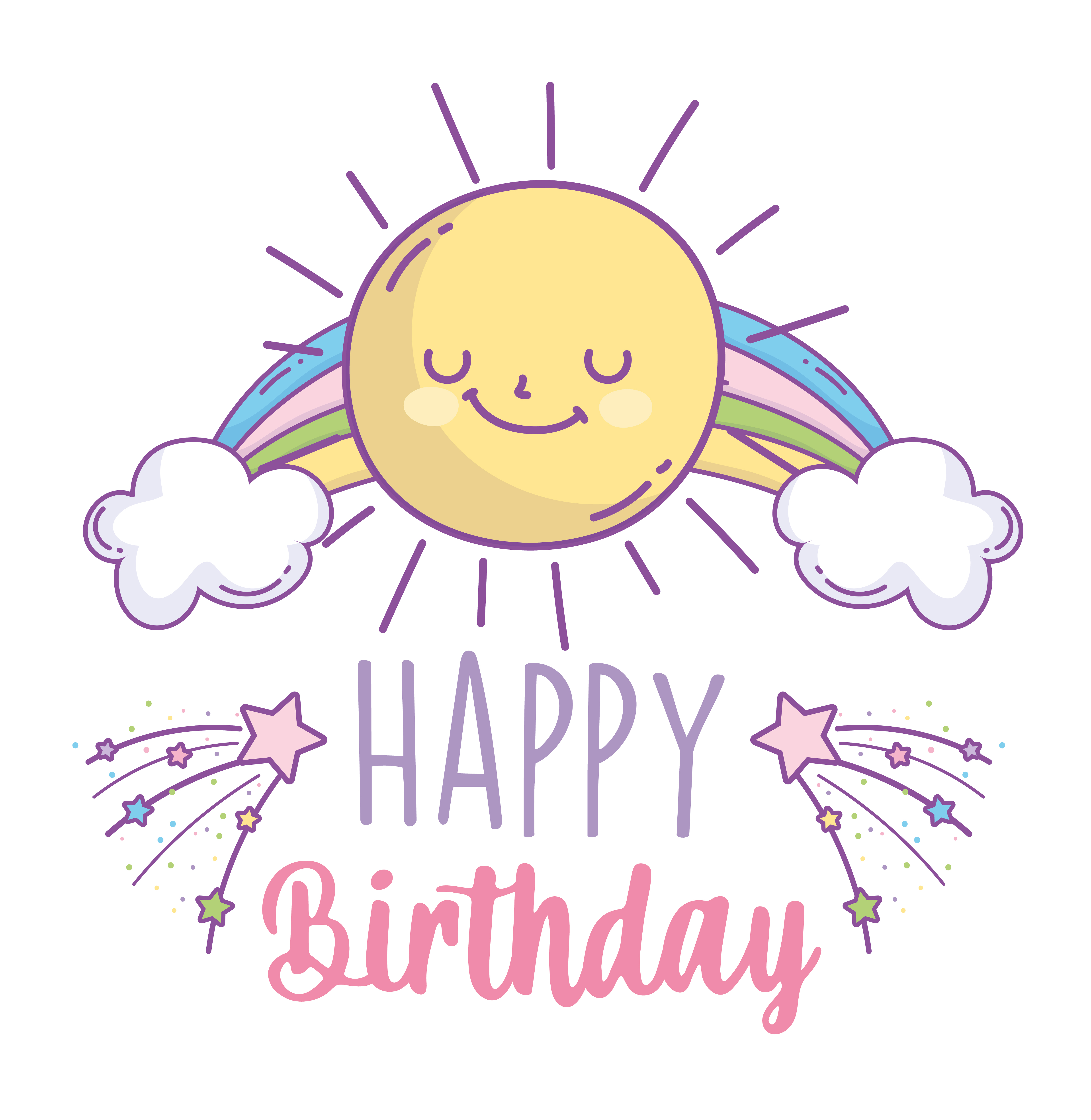 Download Happy birthday card with sun and rainbow - Download Free ...