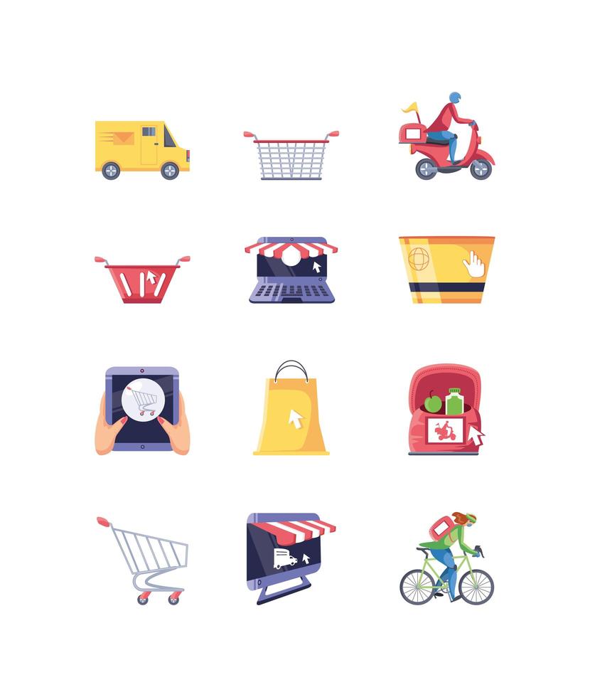 conjunto de iconos de compras en línea vector