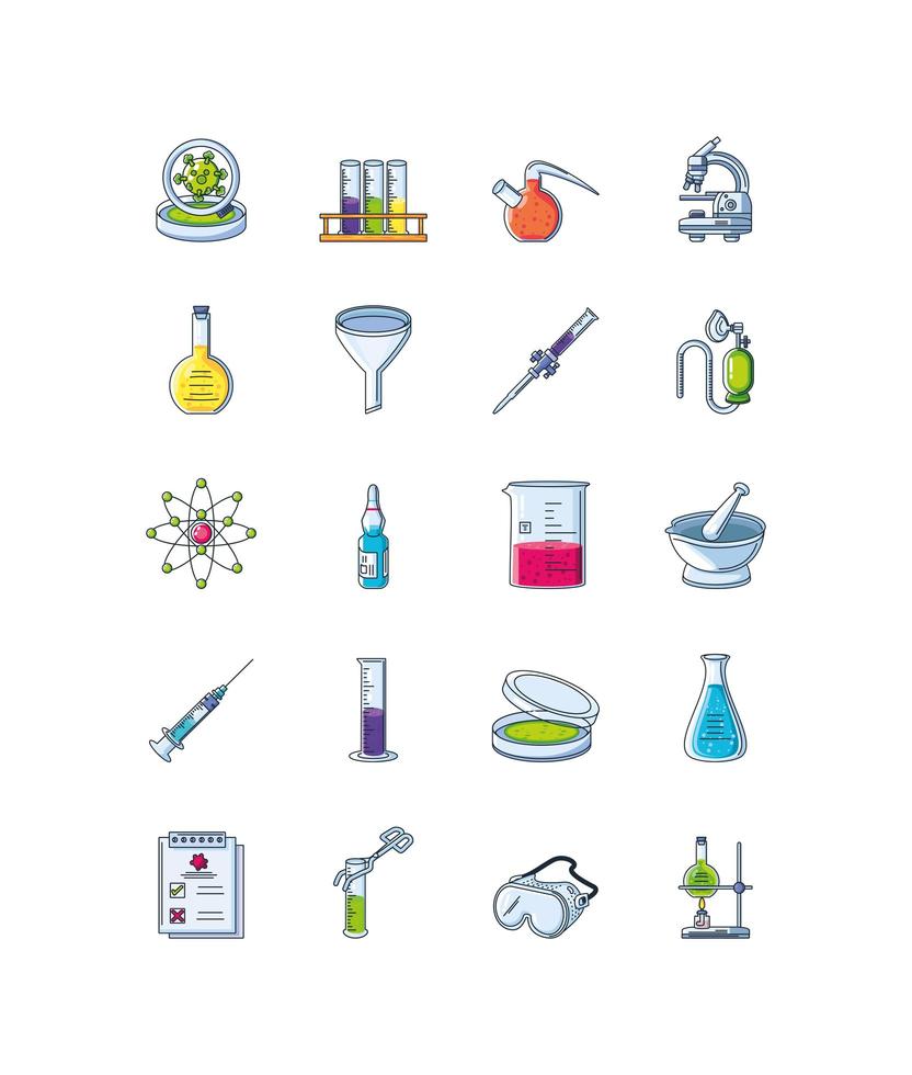 conjunto de iconos de investigación de laboratorio vector