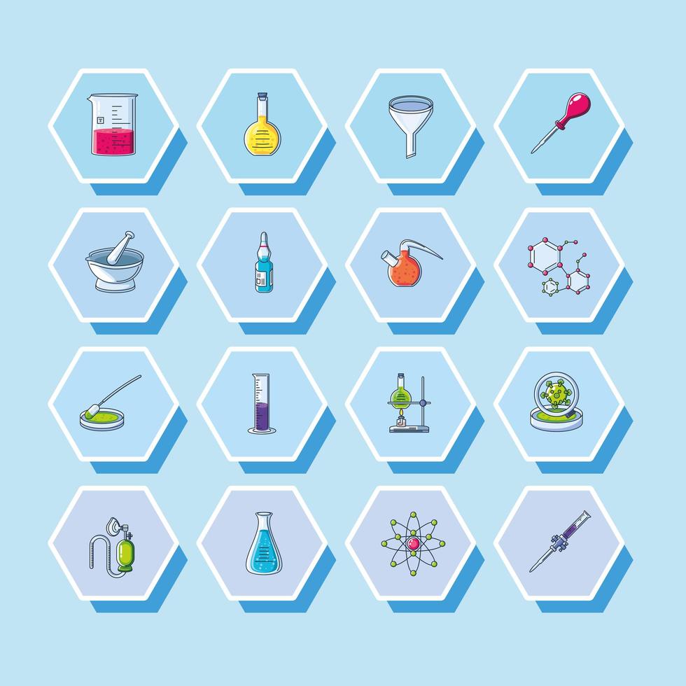 Set of laboratory icons vector