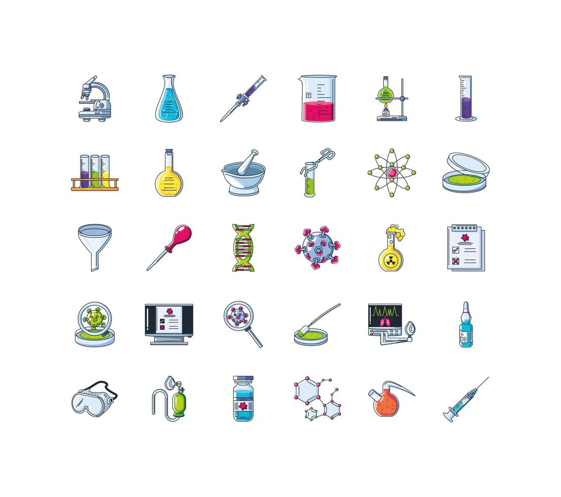 Set of icons of laboratory research vector