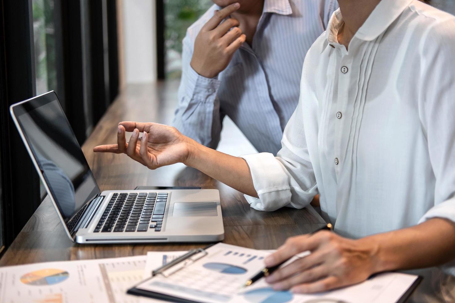 Businessman accountant and secretary work together photo
