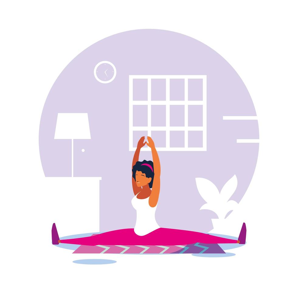 Woman doing some exercises in home vector