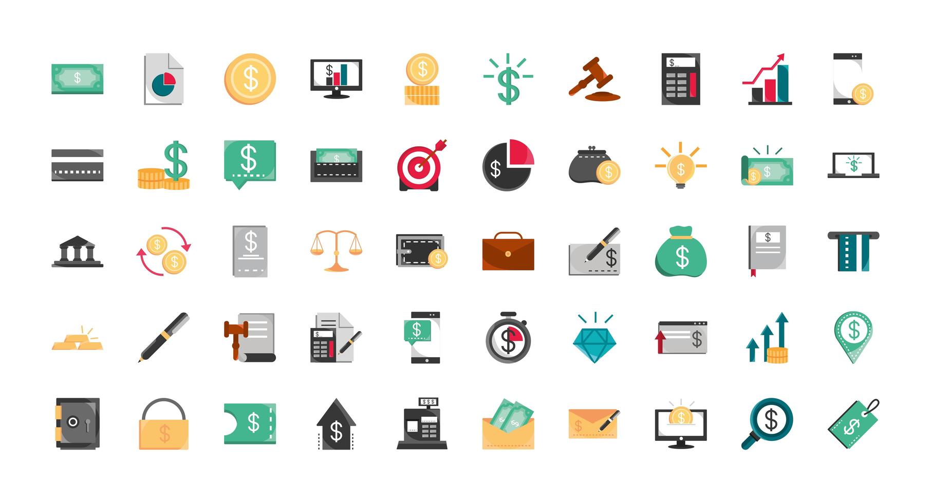 Finances and business icon set vector