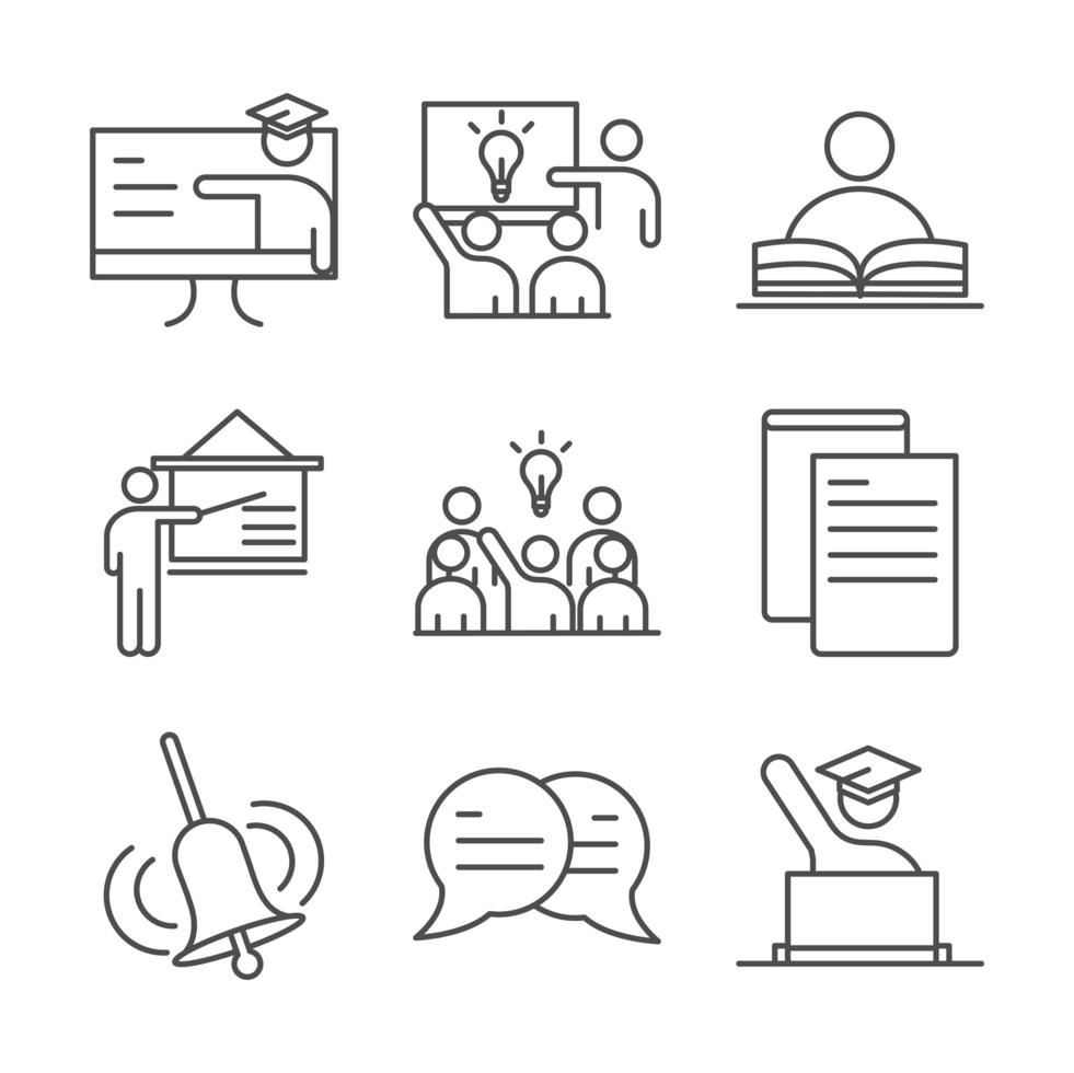 School and education line-art icons set vector